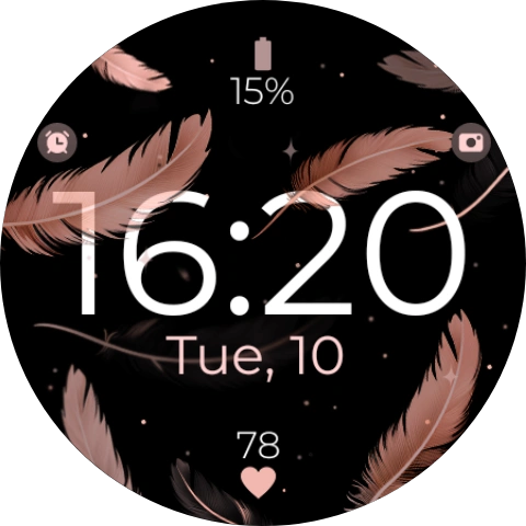 Feather digital watch face in rose gold