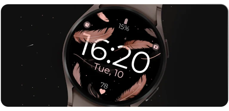 Feather digital watch face in rose gold