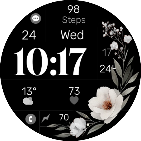 Simple Floral watch face for Wear OS Smartwatches like: Galaxy Watch, Google Pixel etc.