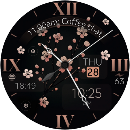 Classic flowers watch face for wear os smartwatches