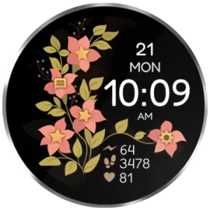 watch face analog modern wear os flower